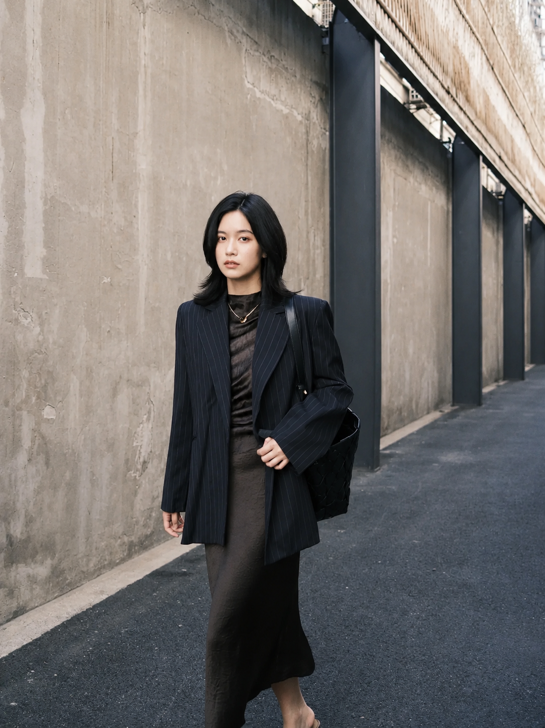Oversized Dark Academia Pinstripe Blazer