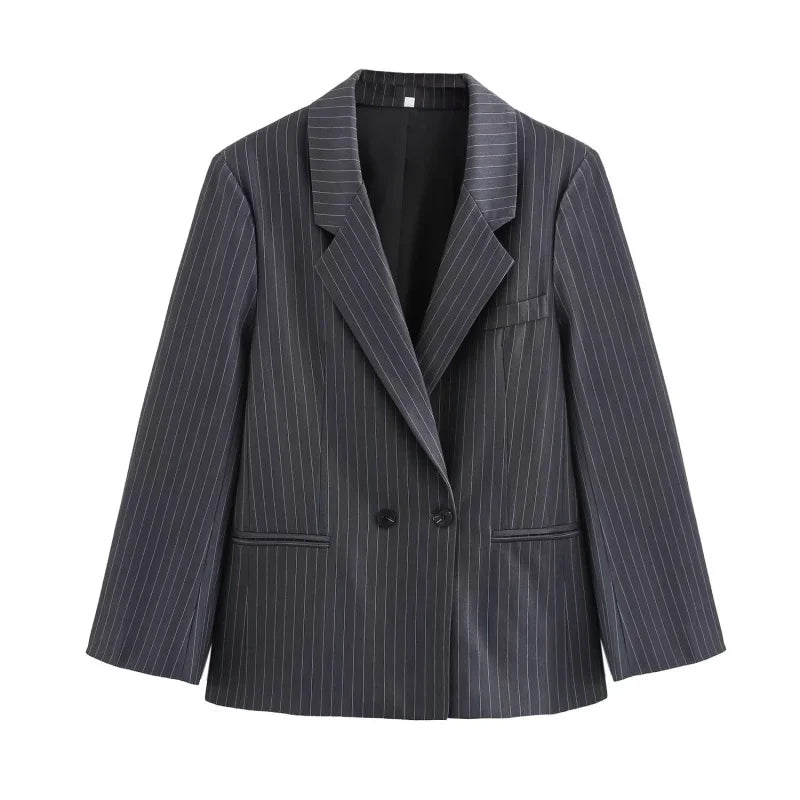 Oversized Dark Academia Pinstripe Blazer